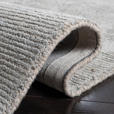 Hand-Loomed Gray Wool & Viscose 4' x 6' Tufted Rectangular Rug