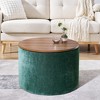VYNXARIA 2-Piece Set Round Chenille Storage Ottoman,Equipped with a Drum Shaped Small Stool,Storage Space,and MDF Made Desktop Panel - 2 of 4