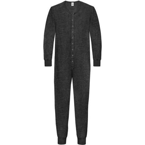 City Threads Usa made Men s Thermal Soft Cozy Union Suit Black