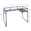 Gulches Glass Top Writing Desk - Blue/Red Finish, 5mm Clear Glass, Metal Sled Base, Open Wooden Shelf, 70lbs Top Weight Limit - 4 of 4