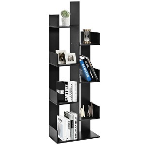 Costway 8-Tier Bookshelf Bookcase w/8 Open Compartments Space-Saving Storage Rack White/Black - 1 of 4