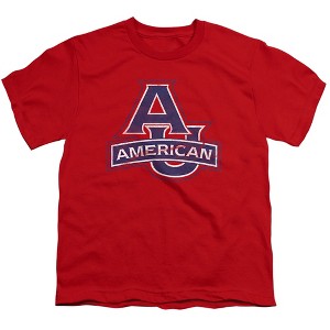 American University Distressed Primary Logo Kids T-Shirt For Youth Red - 1 of 4