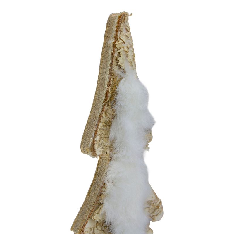 Northlight 13.5" Brown and White Wooden Tree With Faux Fur Christmas Decoration, 5 of 7