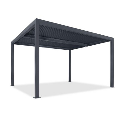 PURPLE LEAF Louvered Pergola Outdoor Aluminum Pergola with Adjustable Roof for Deck Backyard Garden Grey Hardtop Gazebo