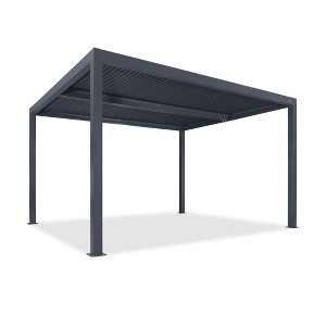 PURPLE LEAF Louvered Pergola Outdoor Aluminum Pergola with Adjustable Roof for Deck Backyard Garden Grey Hardtop Gazebo - 1 of 4