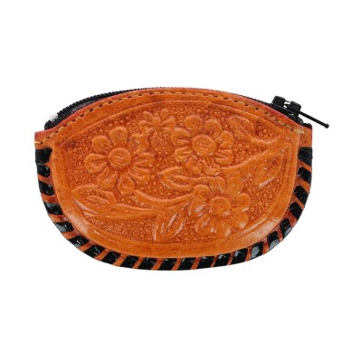 Ctm Women s Leather Embossed Coin Purse Tan Target