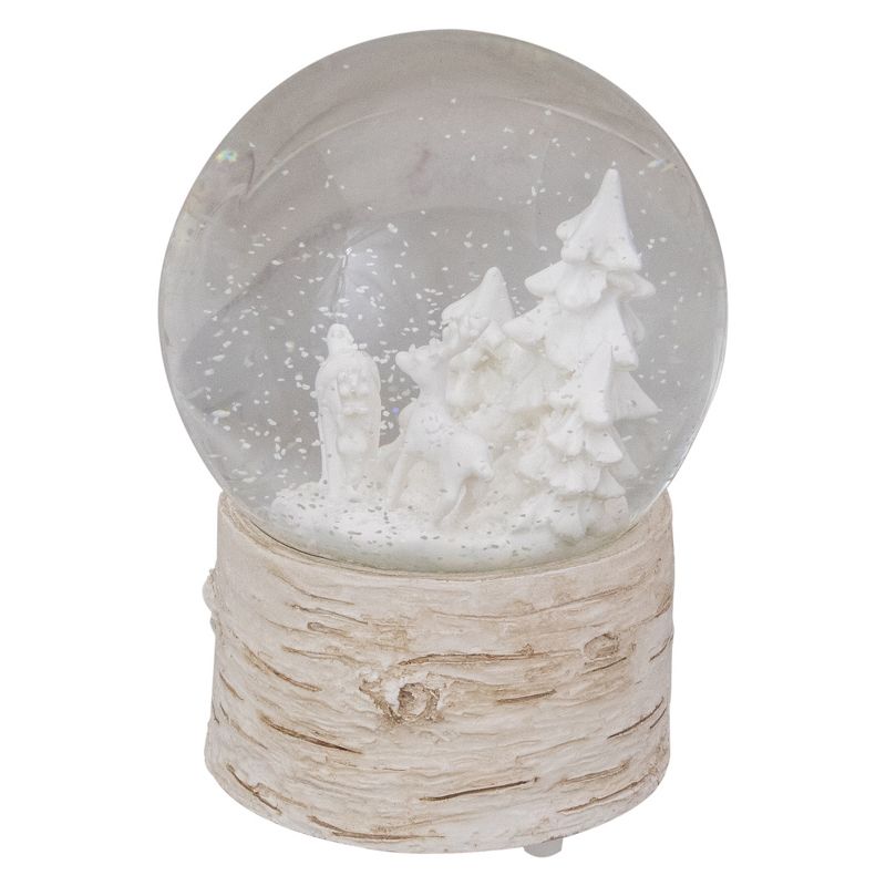 Northlight 5.5" White Reindeer Woodland Scene Musical Christmas Snow Globe, 4 of 5