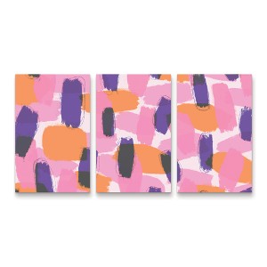Trademark Fine Art Treechild Layered Purple Strokes Pattern 3 Piece Panel Set Art - 1 of 3