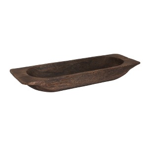 Storied Home Decorative Paulownia Wood Tray Bowl, Brown - 1 of 4