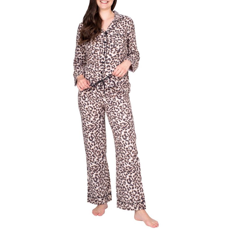 Blis Women's Long Sleeve Flannel Notch Pajama Set, 4 of 5