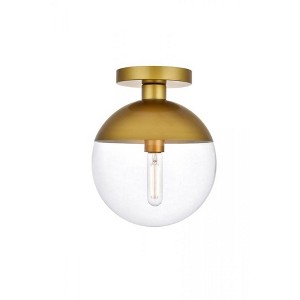 Elegant Lighting Eclipse 1 Light Brass Flush Mount With Clear Glass - 1 of 4