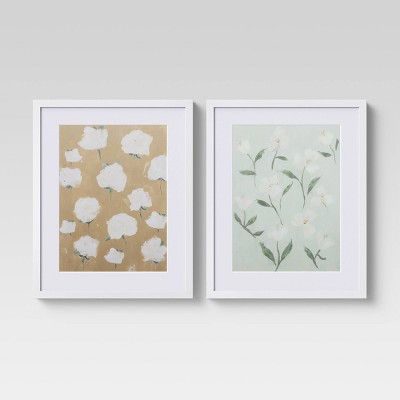 Photo 1 of (Set of 2) 16 x 20 Loose Floral Framed Wall Art - Threshold