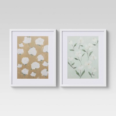 8 X 10 Sketch Flowers Framed Wall Canvas Tan - Threshold™ : Target