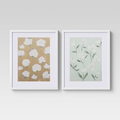 set Of 2) 16 X 20 Loose Floral Framed Wall Art - Threshold™ : Target