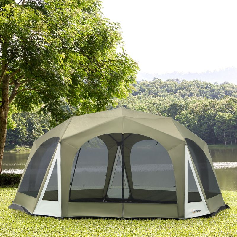 Outsunny Screen House Room 18 x 17 Ft Outdoor Camping Tent, 20 Person Canopy Tent with 8 Mesh Windows 2 Doors Portable Carry Bag for Fishing Hiking, 3 of 7