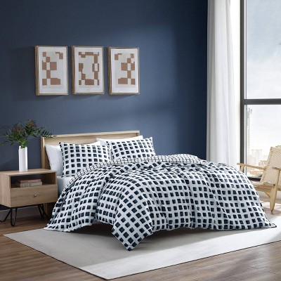 Urban Shibori Blue and White Microfiber Full/Queen Duvet Cover Set