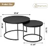 Zevemomo Small Coffee Table Round, Wood Nesting Coffee Table Set 27.6"with Marble Pattern Circle Table for Living Room, Bedroom, Patio, Yard (Black) - 4 of 4