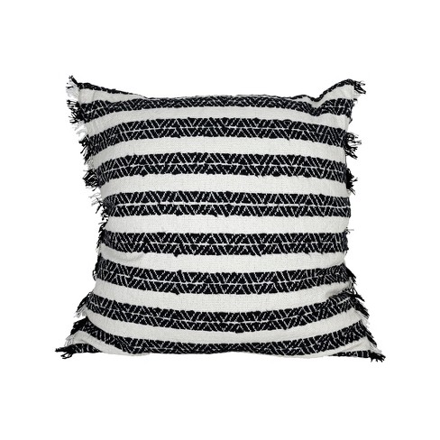 18X18 Inch Hand Woven Pillow Black Cotton With Polyester Fill - Foreside  Home & Garden