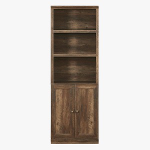 Vynxaria Rustic Brown 1 - Door Bookshelf with 3 Open Shelves - 1 of 4