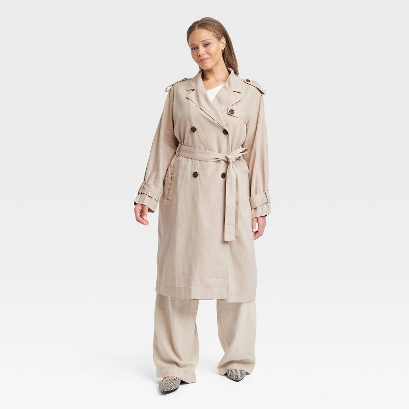 Women's Linen Trench Coat - A New Day™, 1 of 8