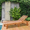 Outsunny Outdoor Folding Chaise Lounge Chair Recliner with Wheels, Acacia Wood Frame - Teak Color - 2 of 4