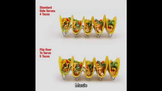 2 Lb Depot Stainless Steel Stackable Taco Holders - Holds 4 or 5 Hard or Soft Tacos - Set of 2, 2 of 6, play video