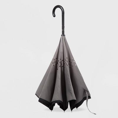 Compact Black and Gray Automatic Reverse Close Umbrella