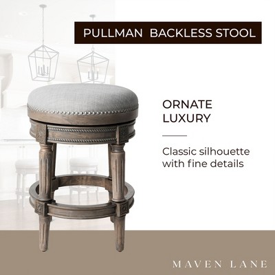 Reclaimed Oak 25" Backless Swivel Counter Stool with Leather Seat