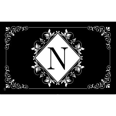 Briarwood Lane Everyday Doormat 30x18 Indoor Outdoor Black and White Monogram N Doormat