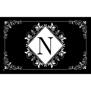Briarwood Lane Everyday Doormat 30x18 Indoor Outdoor Black and White Monogram N Doormat - 1 of 4