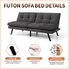 MUUEGM 68” Convertible Futon Sofa Bed| Upholstered Small Futon Couches with 3-Position Adjustable Backrest - 3 of 4
