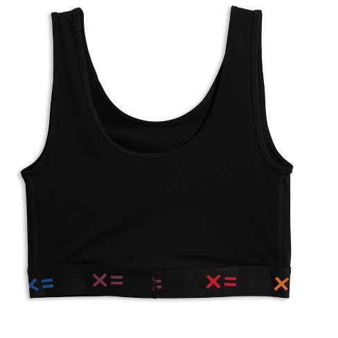 TomboyX Compression Minimizer Top Wireless Full Coverage Medium Support Bra Top XS 6X Black X Rainbow X Small