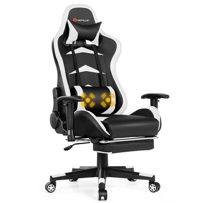 Costway Massage Gaming Chair Reclining Swivel Racing Office Chair with Footrest