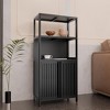 Gulches Black Bamboo Storage Cabinet - 2-Door Separate Bathroom Cabinet, Floor Organizer with Wide Tabletop, Open & Inner Shelves, Magnetic Catch - 4 of 4