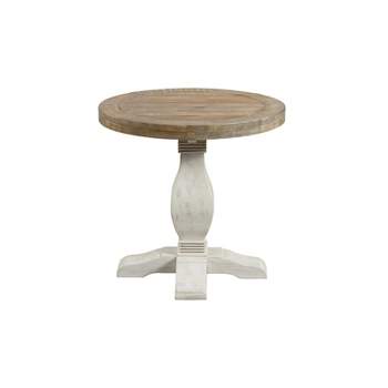 Napa Solid Wood Round End Table White Stain and Natural - Martin Svensson Home