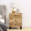 vidaXL Cabinet Accent Nightstand End Table with Storage Drawer Solid Wood - Light Wood - 2 of 4