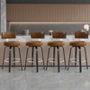 Bekrvio 26”/29” Swivel Bar Stools Set of 4,Faux Leather Upholstered with Back & Black Wood Frame,Modern Kitchen Island Stools for Kitchen Counter - 4 of 4