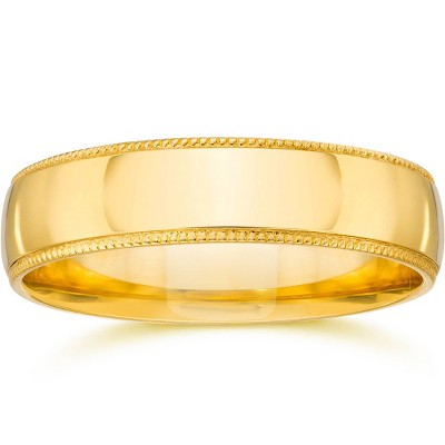 Pompeii3 4mm Milgrain Wedding Band 14K Yellow Gold