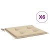 vidaXL Outdoor Garden Chair Cushions - Set of 6, Beige, 19.7"x19.7"x1.2", Comfortable Patio Seat Cushions - 3 of 4