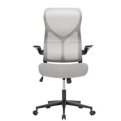 FONTOI Task Chairs, Mesh Office Chair with Flip-up Armrests and Lumbar Support for Home Office, Gray, 26.3"*48"*26.3"