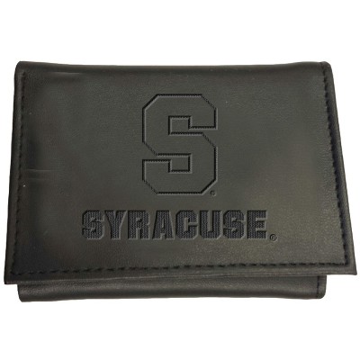 Evergreen NCAA Syracuse Orange Black Leather Trifold Wallet Officially Licensed with Gift Box