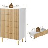 Fluted Wood Dresser for Bedroom with 5 Drawers, 29.5" Wide Large Modern Chest of Drawers, White Dresser with Gold Handle, TV Stand - 2 of 4