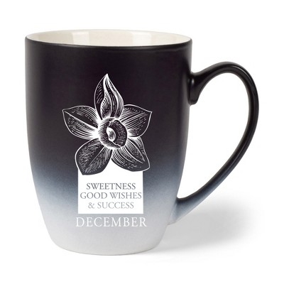 Elanze Designs Sweetness Good Wishes And Success Two Toned Ombre Matte Black and White 12 ounce Ceramic Stoneware Coffee Cup Mug