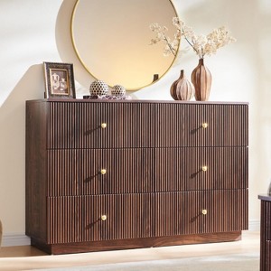 SinCiDo Drawer Fluted Dresser, Wood Tall Chest of Drawers with Deep Storage, Modern Storage Organizer for Bedroom, Living Room - 1 of 4