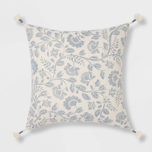 Jacobean Square Throw Pillow Blue - Threshold™ : Target