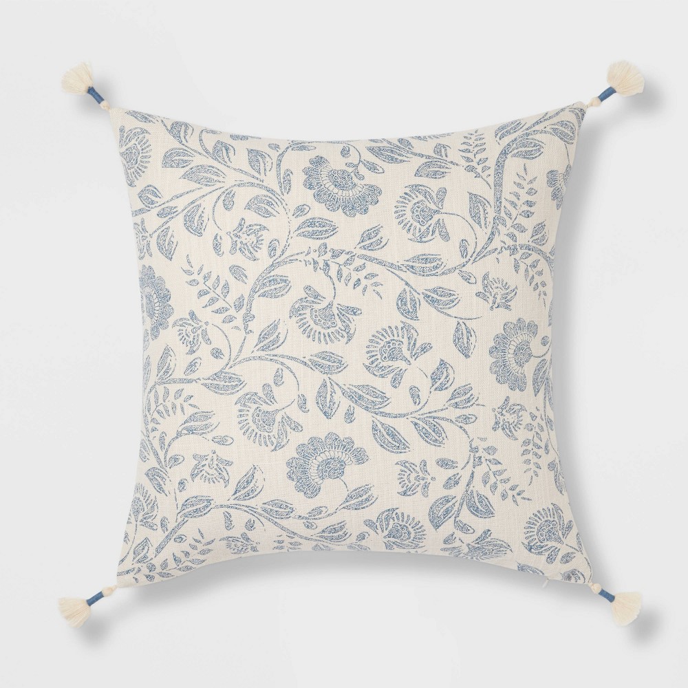 Jacobean Square Throw Pillow Blue - Threshold