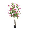 4.9ft Bougainvillea Artificial Tree with Flowers and Leaves in Pot, Faux Blooming Tree, Realistic Fake Bougainvillea Tree 150cm Azalea (Rose red) - 3 of 4