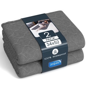 Inspire Underpads | Stain Hiding Gray - Reusable Incontinence Bed Pads Waterproof Mattress Pad    (34 X 52 - 2 Pack) - 1 of 4