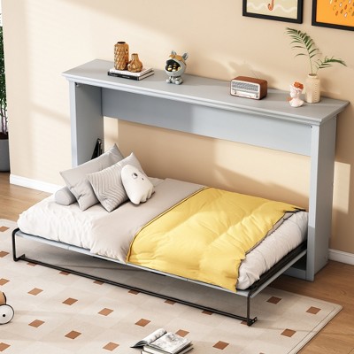 Lycvki Twin Size Gray Murphy Bed, can be Folded into a Cabinet