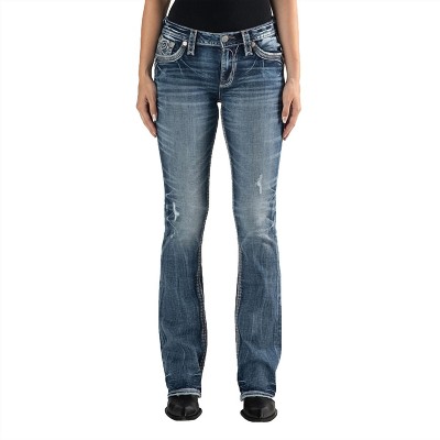 Women's Stephano Faux Flap Boot Cut Distressed Jean - "34 Inseam - ROCK REVIVAL